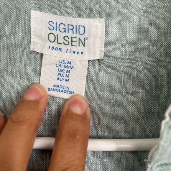 Sigrid Olsen Linen Button Down Top Size Medium Light Blue - Picture 6 of 14
